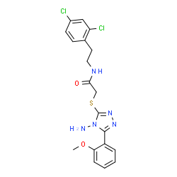 ChemSpider 2D Image | 2-{[4-Amino-5-(2-methoxyphenyl)-4H-1,2,4-triazol-3-yl]sulfanyl}-N-[2-(2,4-dichlorophenyl)ethyl]acetamide | C19H19Cl2N5O2S