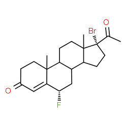 ChemSpider 2D Image | (6alpha,8xi,9xi,10xi,13xi,14xi)-17-Bromo-6-fluoropregn-4-ene-3,20-dione | C21H28BrFO2