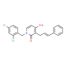 ChemSpider 2D Image | 1-(2,4-Dichlorobenzyl)-4-hydroxy-3-[(2E)-3-phenyl-2-propen-1-yl]-2(1H)-pyridinone | C21H17Cl2NO2