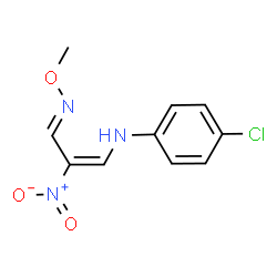 ChemSpider 2D Image | 4-Chloro-N-[(1E,3E)-3-(methoxyimino)-2-nitro-1-propen-1-yl]aniline | C10H10ClN3O3