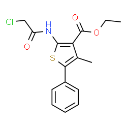 ChemSpider 2D Image | Ethyl 2-[(chloroacetyl)amino]-4-methyl-5-phenyl-3-thiophenecarboxylate | C16H16ClNO3S