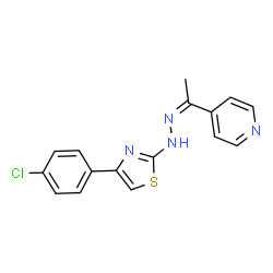ChemSpider 2D Image | 4-{(1Z)-N-[4-(4-Chlorophenyl)-1,3-thiazol-2-yl]ethanehydrazonoyl}pyridine | C16H13ClN4S