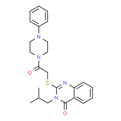 ChemSpider 2D Image | 3-Isobutyl-2-{[2-oxo-2-(4-phenyl-1-piperazinyl)ethyl]sulfanyl}-4(3H)-quinazolinone | C24H28N4O2S