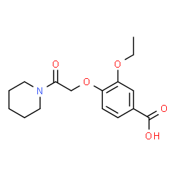 ChemSpider 2D Image | 3-ethoxy-4-(2-oxo-2-piperidin-1-ylethoxy)benzoic acid | C16H21NO5