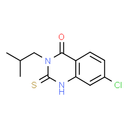 ChemSpider 2D Image | 7-chloro-3-isobutyl-2-mercaptoquinazolin-4(3H)-one | C12H13ClN2OS