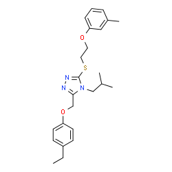 ChemSpider 2D Image | 3-[(4-Ethylphenoxy)methyl]-4-isobutyl-5-{[2-(3-methylphenoxy)ethyl]sulfanyl}-4H-1,2,4-triazole | C24H31N3O2S