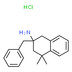 ChemSpider 2D Image | 2-Benzyl-4,4-dimethyl-1,2,3,4-tetrahydro-2-naphthalenamine hydrochloride (1:1) | C19H24ClN