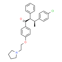 ChemSpider 2D Image | (2R,3S)-3-(4-Chlorophenyl)-2-phenyl-1-{4-[2-(1-pyrrolidinyl)ethoxy]phenyl}-1-butanone | C28H30ClNO2