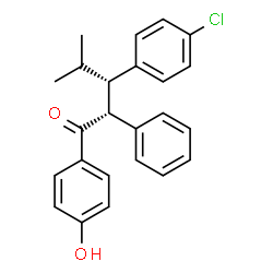 ChemSpider 2D Image | (2R,3S)-3-(4-Chlorophenyl)-1-(4-hydroxyphenyl)-4-methyl-2-phenyl-1-pentanone | C24H23ClO2