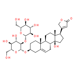 ChemSpider 2D Image | (3beta)-3-{[2-O-(beta-D-Glucopyranosyl)-beta-D-glucopyranosyl]oxy}-14-hydroxycarda-5,20(22)-dienolide | C35H52O14