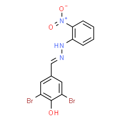 ChemSpider 2D Image | 2,6-Dibromo-4-{(E)-[(2-nitrophenyl)hydrazono]methyl}phenol | C13H9Br2N3O3