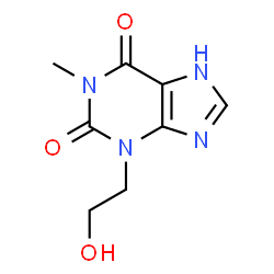 ChemSpider 2D Image | 3-(2-Hydroxyethyl)-1-methyl-3,7-dihydro-1H-purine-2,6-dione | C8H10N4O3