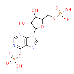 ChemSpider 2D Image | 6-(Phosphonooxy)-9-(5-O-phosphonopentofuranosyl)-9H-purine | C10H14N4O11P2