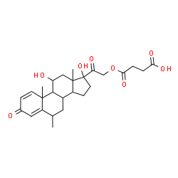 ChemSpider 2D Image | 4-[(11,17-Dihydroxy-6-methyl-3,20-dioxopregna-1,4-dien-21-yl)oxy]-4-oxobutanoic acid | C26H34O8