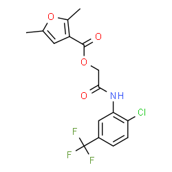 ChemSpider 2D Image | 2-{[2-Chloro-5-(trifluoromethyl)phenyl]amino}-2-oxoethyl 2,5-dimethyl-3-furoate | C16H13ClF3NO4