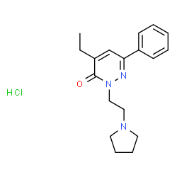 ChemSpider 2D Image | 4-Ethyl-6-phenyl-2-[2-(1-pyrrolidinyl)ethyl]-3(2H)-pyridazinone hydrochloride (1:1) | C18H24ClN3O