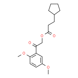 ChemSpider 2D Image | 2-(2,5-Dimethoxyphenyl)-2-oxoethyl 3-cyclopentylpropanoate | C18H24O5