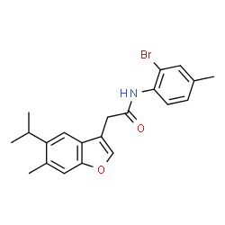 ChemSpider 2D Image | N-(2-Bromo-4-methylphenyl)-2-(5-isopropyl-6-methyl-1-benzofuran-3-yl)acetamide | C21H22BrNO2