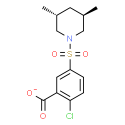 ChemSpider 2D Image | 2-Chloro-5-{[(3R,5R)-3,5-dimethyl-1-piperidinyl]sulfonyl}benzoate | C14H17ClNO4S