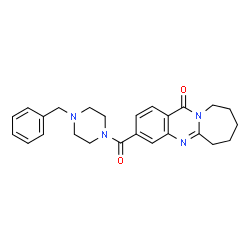 ChemSpider 2D Image | 3-[(4-Benzyl-1-piperazinyl)carbonyl]-7,8,9,10-tetrahydroazepino[2,1-b]quinazolin-12(6H)-one | C25H28N4O2