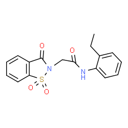 ChemSpider 2D Image | 2-(1,1-Dioxido-3-oxo-1,2-benzothiazol-2(3H)-yl)-N-(2-ethylphenyl)acetamide | C17H16N2O4S