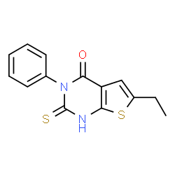 ChemSpider 2D Image | 6-Ethyl-2-mercapto-3-phenyl-3H-thieno[2,3-d]pyrimidin-4-one | C14H12N2OS2