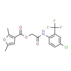 ChemSpider 2D Image | 2-{[4-Chloro-2-(trifluoromethyl)phenyl]amino}-2-oxoethyl 2,5-dimethyl-3-furoate | C16H13ClF3NO4