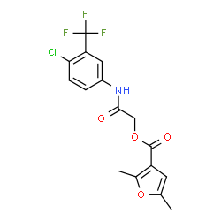 ChemSpider 2D Image | 2-{[4-Chloro-3-(trifluoromethyl)phenyl]amino}-2-oxoethyl 2,5-dimethyl-3-furoate | C16H13ClF3NO4