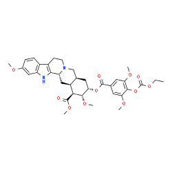 ChemSpider 2D Image | Methyl (3beta,16beta,17alpha,18alpha,20alpha)-18-({4-[(ethoxycarbonyl)oxy]-3,5-dimethoxybenzoyl}oxy)-11,17-dimethoxyyohimban-16-carboxylate | C35H42N2O11