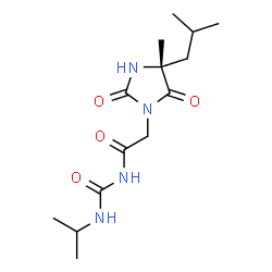 ChemSpider 2D Image | 2-[(4R)-4-Isobutyl-4-methyl-2,5-dioxo-1-imidazolidinyl]-N-(isopropylcarbamoyl)acetamide | C14H24N4O4