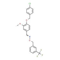 ChemSpider 2D Image | 1-{4-[(4-Chlorobenzyl)oxy]-3-methoxyphenyl}-N-{[3-(trifluoromethyl)benzyl]oxy}methanimine | C23H19ClF3NO3