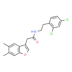ChemSpider 2D Image | N-[2-(2,4-Dichlorophenyl)ethyl]-2-(5,6-dimethyl-1-benzofuran-3-yl)acetamide | C20H19Cl2NO2