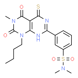 ChemSpider 2D Image | 3-(8-Butyl-6-methyl-5,7-dioxo-4-thioxo-1,4,5,6,7,8-hexahydropyrimido[4,5-d]pyrimidin-2-yl)-N,N-dimethylbenzenesulfonamide | C19H23N5O4S2
