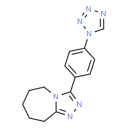 ChemSpider 2D Image | 3-[4-(1H-Tetrazol-1-yl)phenyl]-6,7,8,9-tetrahydro-5H-[1,2,4]triazolo[4,3-a]azepine | C14H15N7