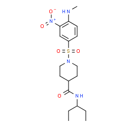 ChemSpider 2D Image | 1-{[4-(Methylamino)-3-nitrophenyl]sulfonyl}-N-(3-pentanyl)-4-piperidinecarboxamide | C18H28N4O5S