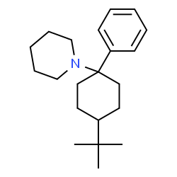 ChemSpider 2D Image | 1-[4-(2-Methyl-2-propanyl)-1-phenylcyclohexyl]piperidine | C21H33N