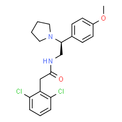 ChemSpider 2D Image | 2-(2,6-Dichlorophenyl)-N-[(2S)-2-(4-methoxyphenyl)-2-(1-pyrrolidinyl)ethyl]acetamide | C21H24Cl2N2O2