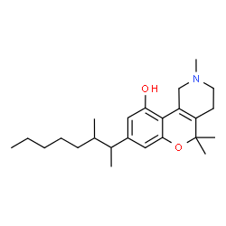 ChemSpider 2D Image | 2,5,5-Trimethyl-8-(3-methyl-2-octanyl)-1,3,4,5-tetrahydro-2H-chromeno[4,3-c]pyridin-10-ol | C24H37NO2