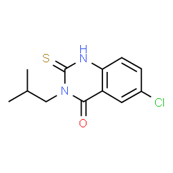 ChemSpider 2D Image | 6-chloro-3-isobutyl-2-mercaptoquinazolin-4(3H)-one | C12H13ClN2OS