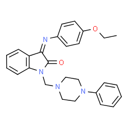 ChemSpider 2D Image | (3Z)-3-[(4-Ethoxyphenyl)imino]-1-[(4-phenyl-1-piperazinyl)methyl]-1,3-dihydro-2H-indol-2-one | C27H28N4O2