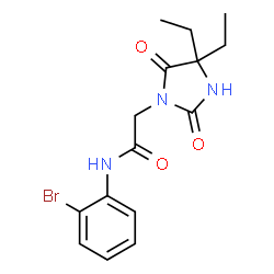 ChemSpider 2D Image | N-(2-Bromophenyl)-2-(4,4-diethyl-2,5-dioxo-1-imidazolidinyl)acetamide | C15H18BrN3O3
