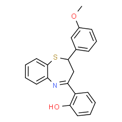 ChemSpider 2D Image | 2-[2-(3-Methoxyphenyl)-2,3-dihydro-1,5-benzothiazepin-4-yl]phenol | C22H19NO2S