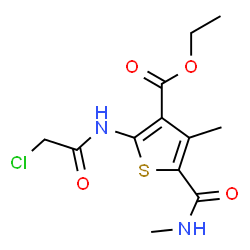 ChemSpider 2D Image | ethyl 2-(2-chloroacetamido)-4-methyl-5-(methylcarbamoyl)thiophene-3-carboxylate | C12H15ClN2O4S
