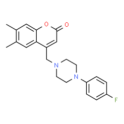 ChemSpider 2D Image | 4-{[4-(4-Fluorophenyl)-1-piperazinyl]methyl}-6,7-dimethyl-2H-chromen-2-one | C22H23FN2O2