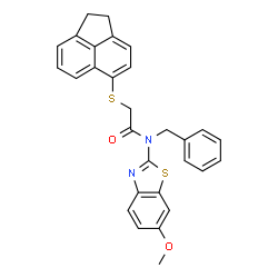 ChemSpider 2D Image | N-Benzyl-2-(1,2-dihydro-5-acenaphthylenylsulfanyl)-N-(6-methoxy-1,3-benzothiazol-2-yl)acetamide | C29H24N2O2S2