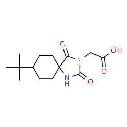 ChemSpider 2D Image | (8-tert-butyl-2,4-dioxo-1,3-diazaspiro[4.5]dec-3-yl)acetic acid | C14H22N2O4