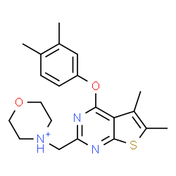 ChemSpider 2D Image | 4-{[4-(3,4-Dimethylphenoxy)-5,6-dimethylthieno[2,3-d]pyrimidin-2-yl]methyl}morpholin-4-ium | C21H26N3O2S