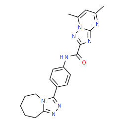 ChemSpider 2D Image | 5,7-Dimethyl-N-[4-(6,7,8,9-tetrahydro-5H-[1,2,4]triazolo[4,3-a]azepin-3-yl)phenyl][1,2,4]triazolo[1,5-a]pyrimidine-2-carboxamide | C21H22N8O