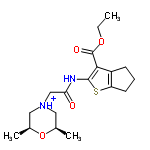 InChI=1/C18H26N2O4S/c1-4-23-18(22)16-13-6-5-7-14(13)25-17(16)19-15(21)10-20-8-11(2)24-12(3)9-20/h11-12H,4-10H2,1-3H3,(H,19,21)/p+1/t11-,12+