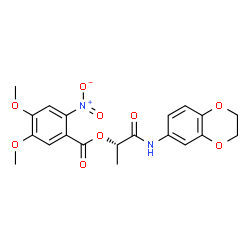 ChemSpider 2D Image | (2S)-1-(2,3-Dihydro-1,4-benzodioxin-6-ylamino)-1-oxo-2-propanyl 4,5-dimethoxy-2-nitrobenzoate | C20H20N2O9